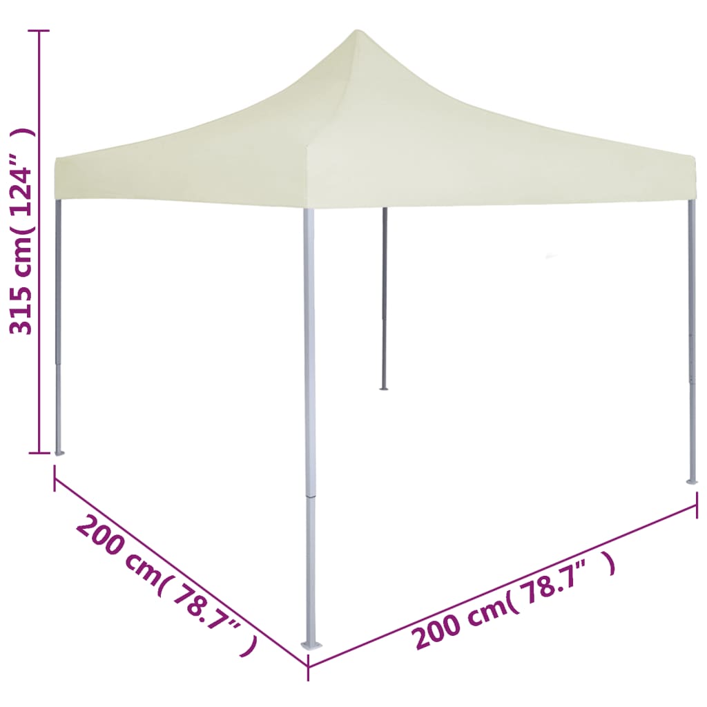 Gazebo Professionale Pieghevole 2x2 m in Acciaio Crema - homemem39