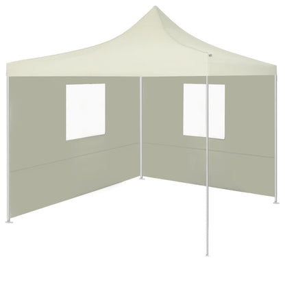 Gazebo Professionale Pieghevole con 2 Pareti 2x2m Acciaio Crema - homemem39