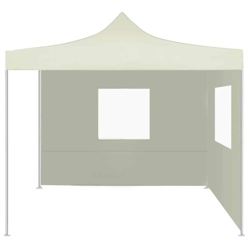 Gazebo Professionale Pieghevole con 2 Pareti 2x2m Acciaio Crema - homemem39