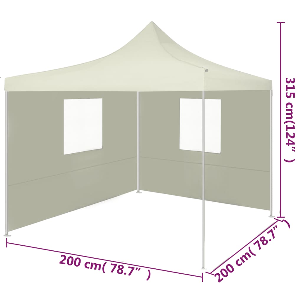 Gazebo Professionale Pieghevole con 2 Pareti 2x2m Acciaio Crema - homemem39