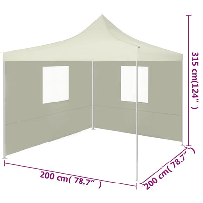 Gazebo Professionale Pieghevole con 2 Pareti 2x2m Acciaio Crema - homemem39