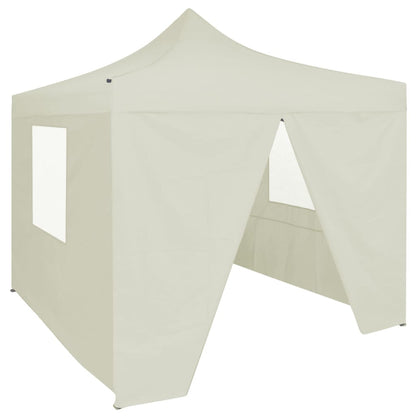 Gazebo Professionale Pieghevole con 4 Pareti 2x2m Acciaio Crema - homemem39