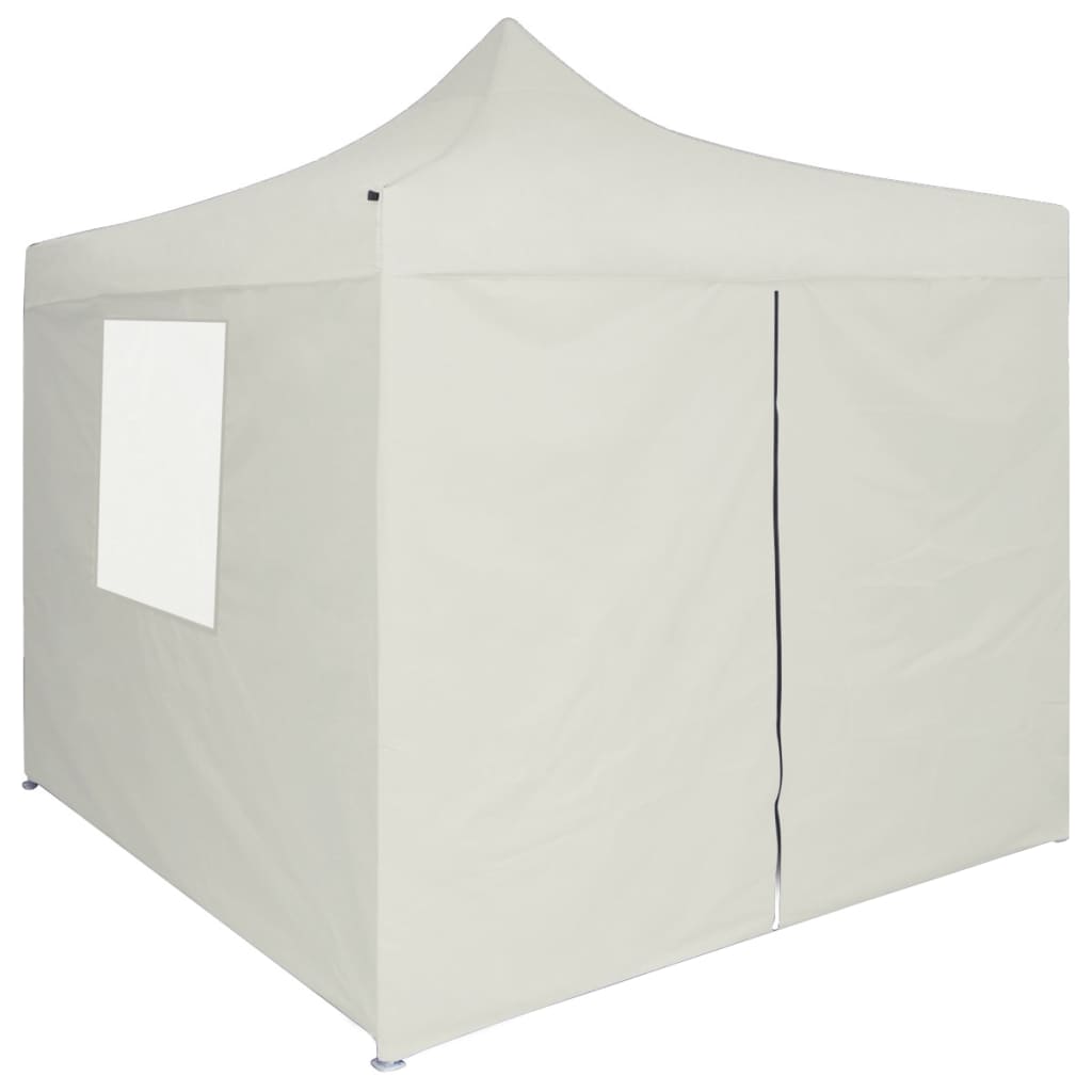 Gazebo Professionale Pieghevole con 4 Pareti 2x2m Acciaio Crema - homemem39