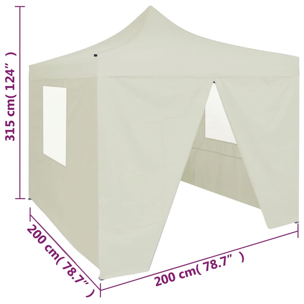 Gazebo Professionale Pieghevole con 4 Pareti 2x2m Acciaio Crema - homemem39