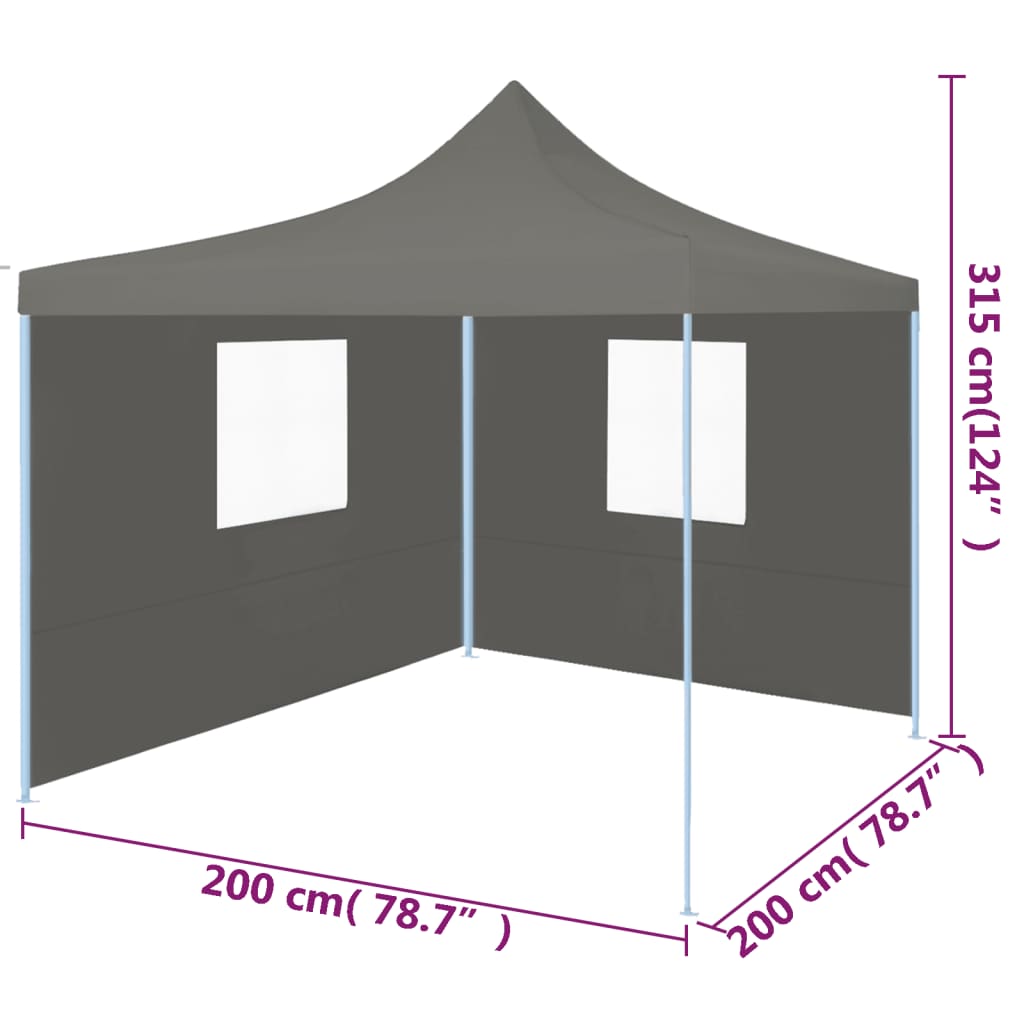 Gazebo Professionale Pieghevole 2 Pareti 2x2m Acciaio Antracite - homemem39