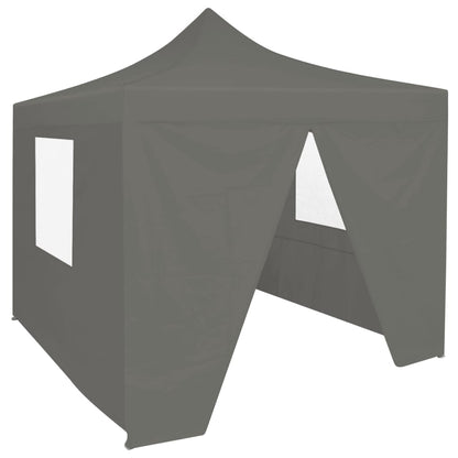 Gazebo Professionale Pieghevole 4 Pareti 2x2m Acciaio Antracite - homemem39