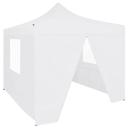 Gazebo Pieghevole Professionale 4 Pareti 2x2m Acciaio Bianco - homemem39