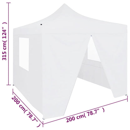 Gazebo Pieghevole Professionale 4 Pareti 2x2m Acciaio Bianco - homemem39