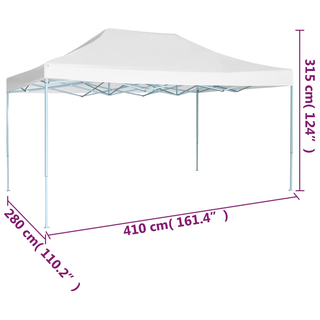 Gazebo Professionale Pieghevole 3x4m Acciaio Bianco - homemem39