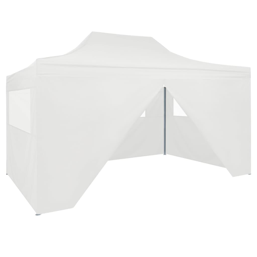 Gazebo Professionale Pieghevole 4 Pareti 3x4m Acciaio Bianco - homemem39