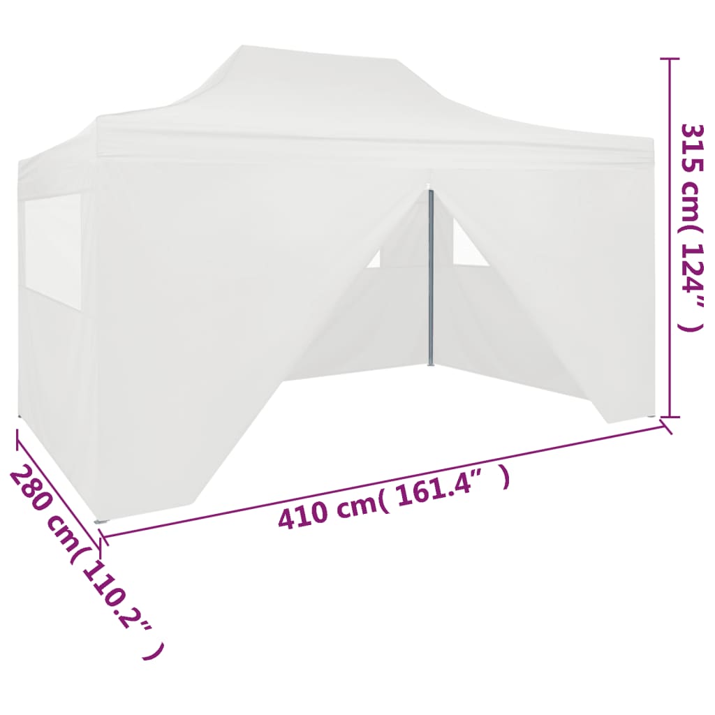 Gazebo Professionale Pieghevole 4 Pareti 3x4m Acciaio Bianco - homemem39