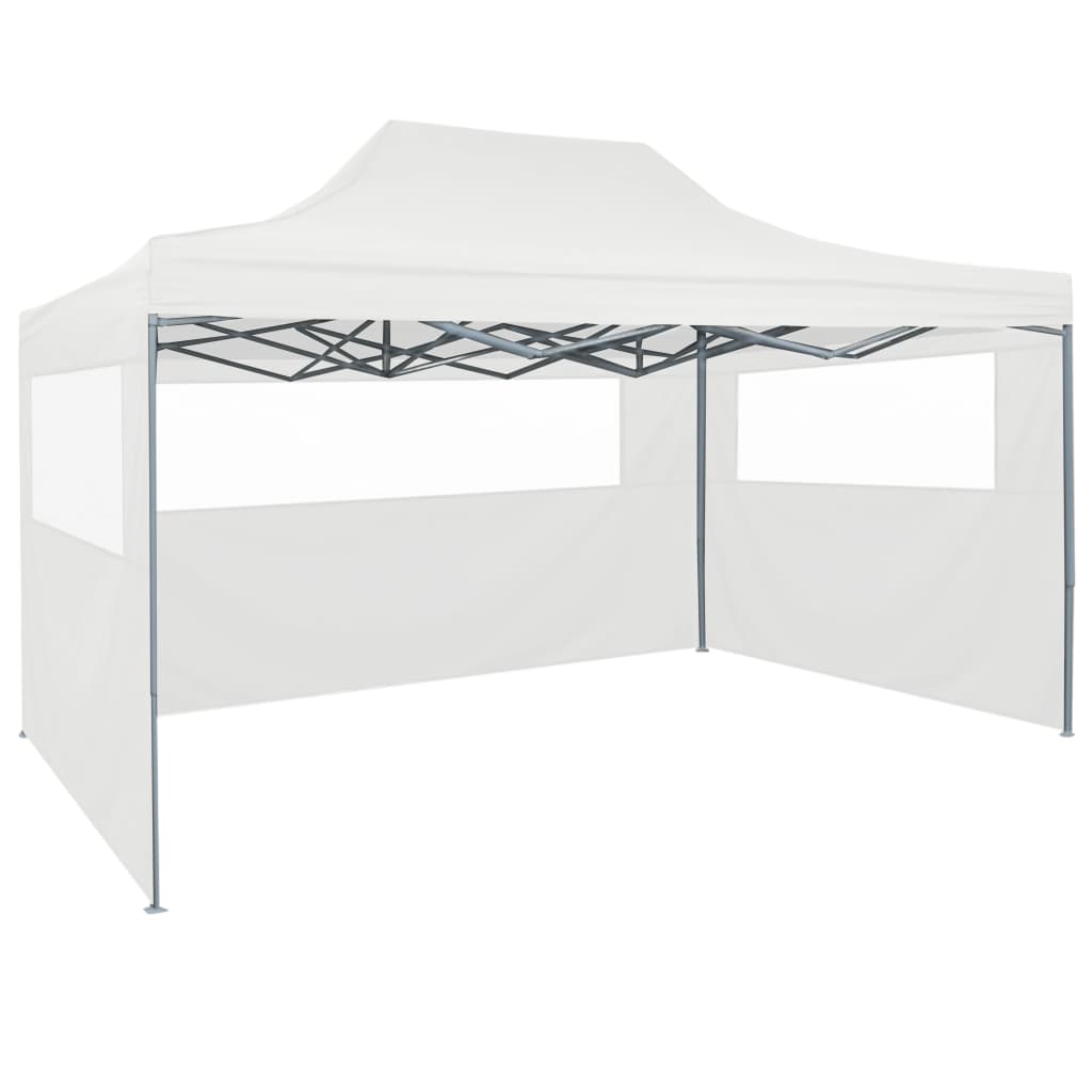 Gazebo Professionale Pieghevole 4 Pareti 3x4m Acciaio Bianco - homemem39