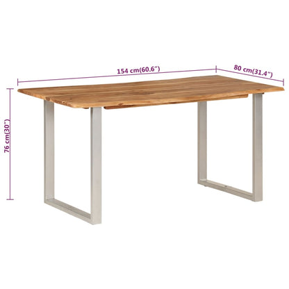 Tavolo da Pranzo 154x80x76 cm in Legno Massello di Acacia - homemem39