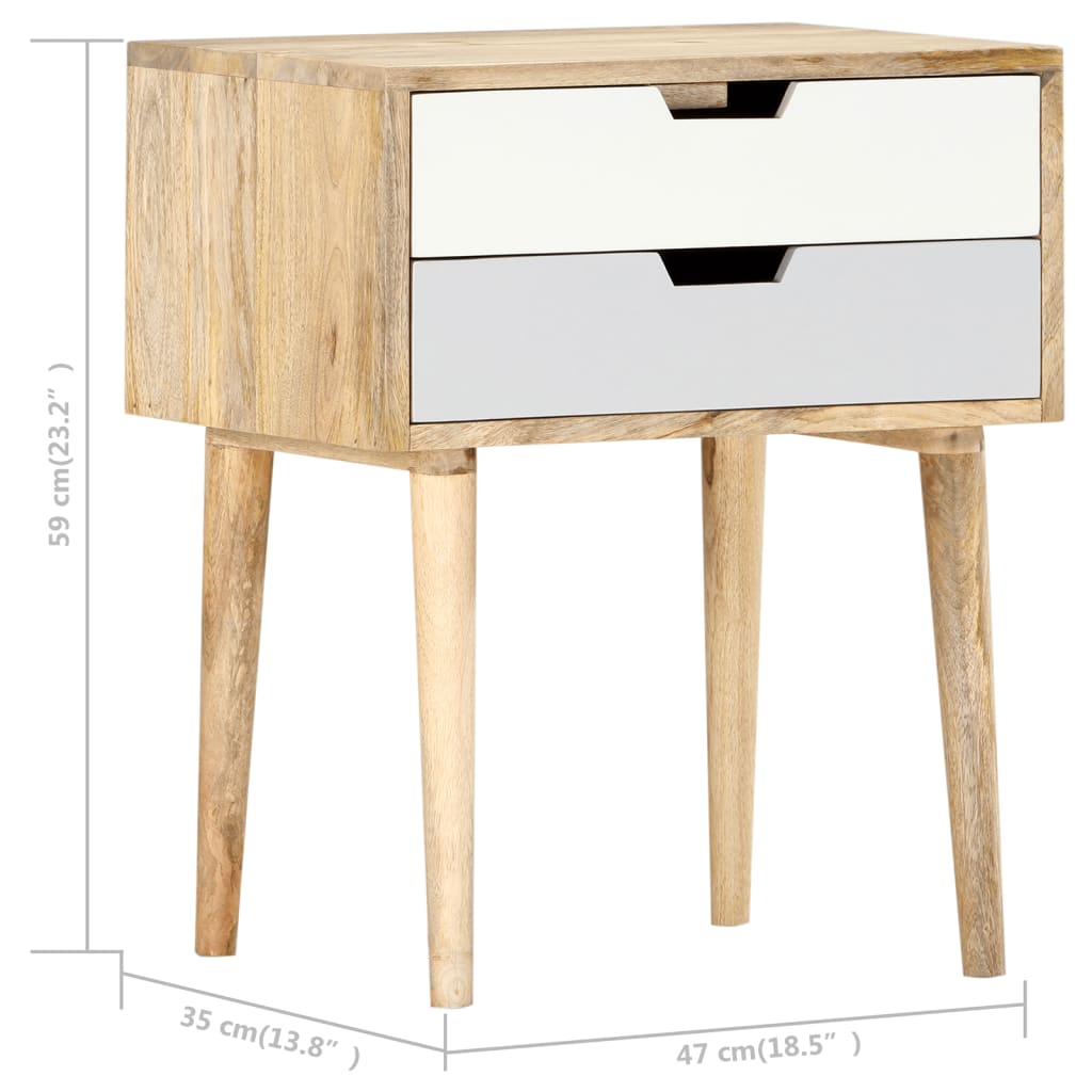 Comodino 47x35x59 cm in Legno Massello di Mango - homemem39