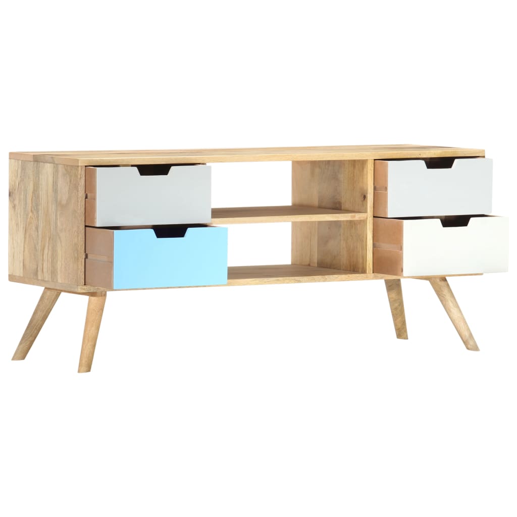 Mobile Porta TV 110x35x48 cm Legno Massello di Mango - homemem39