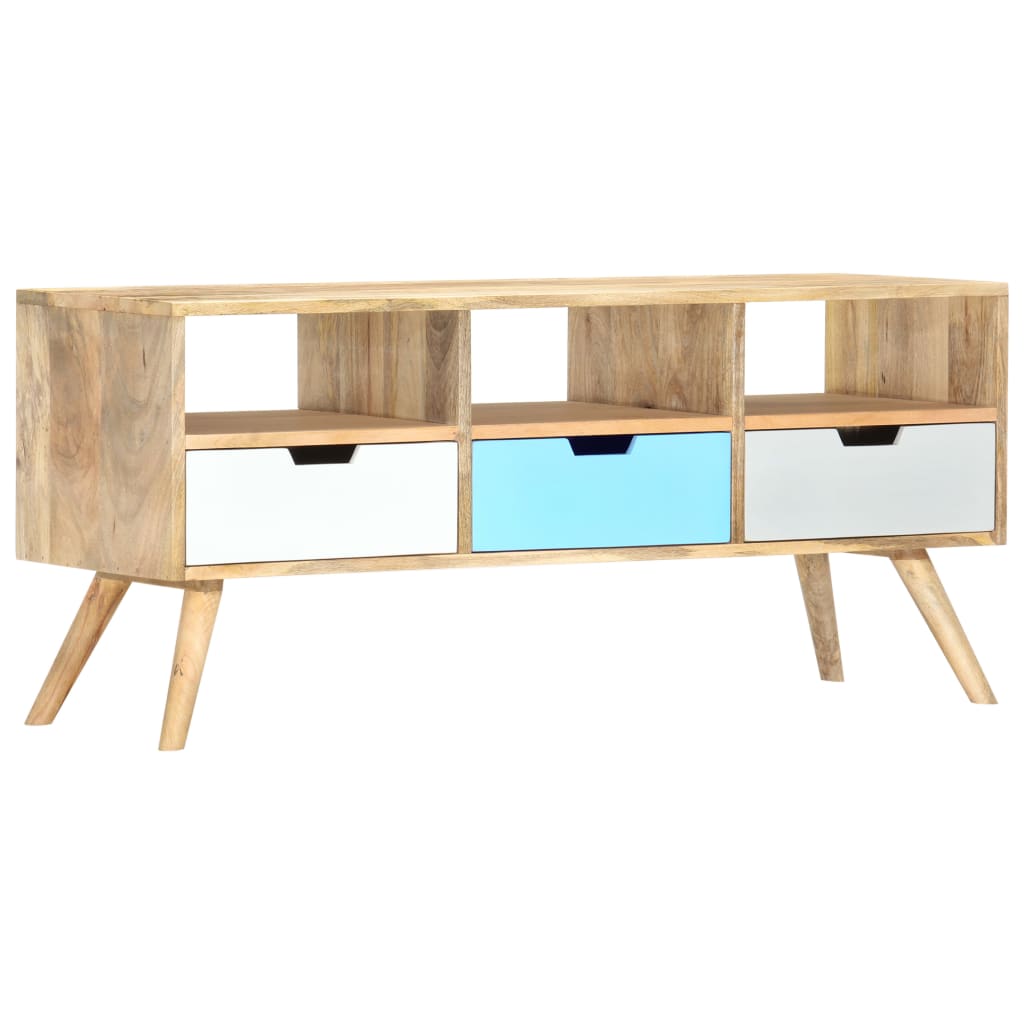 Mobile Porta TV 110x35x48 cm Legno Massello di Mango - homemem39