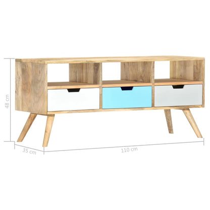 Mobile Porta TV 110x35x48 cm Legno Massello di Mango - homemem39