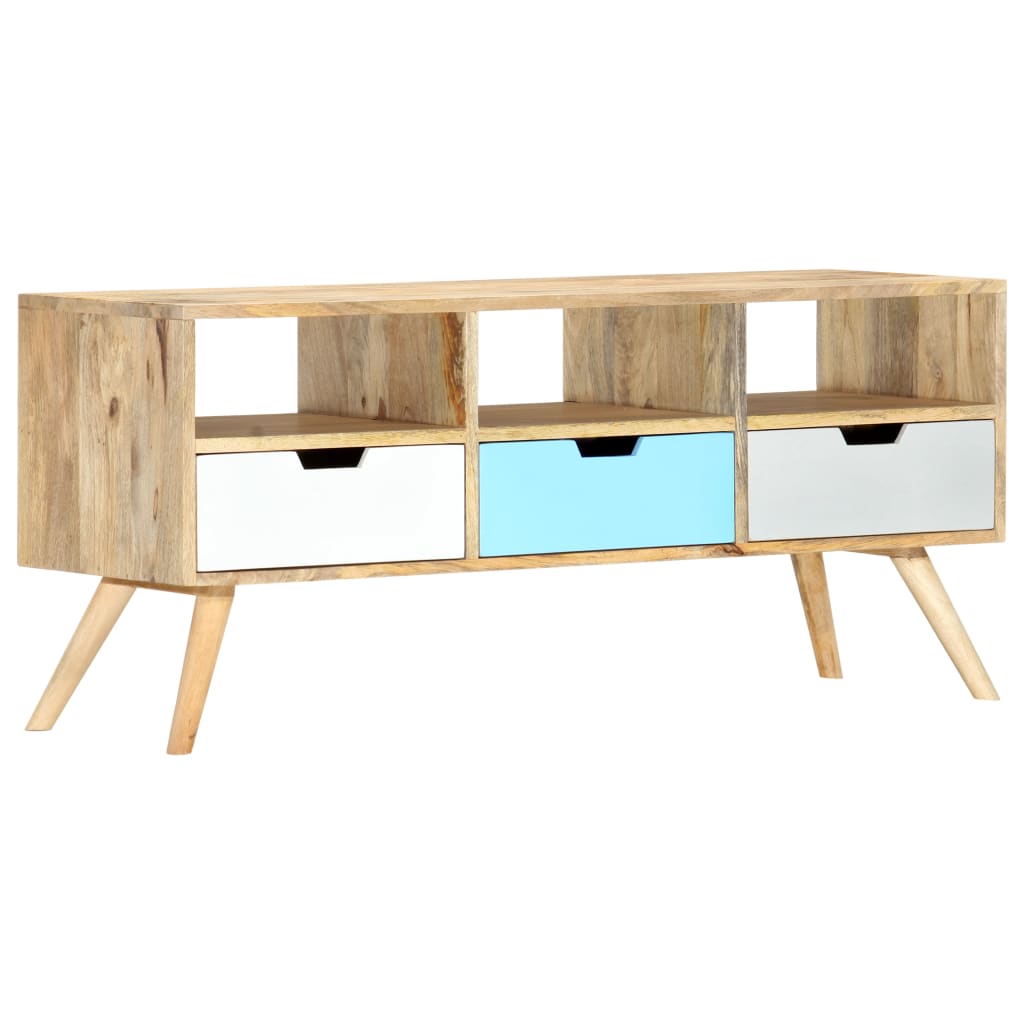 Mobile Porta TV 110x35x48 cm Legno Massello di Mango - homemem39