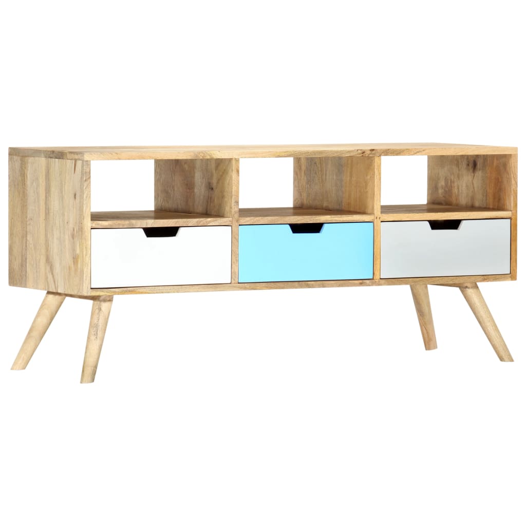 Mobile Porta TV 110x35x48 cm Legno Massello di Mango - homemem39