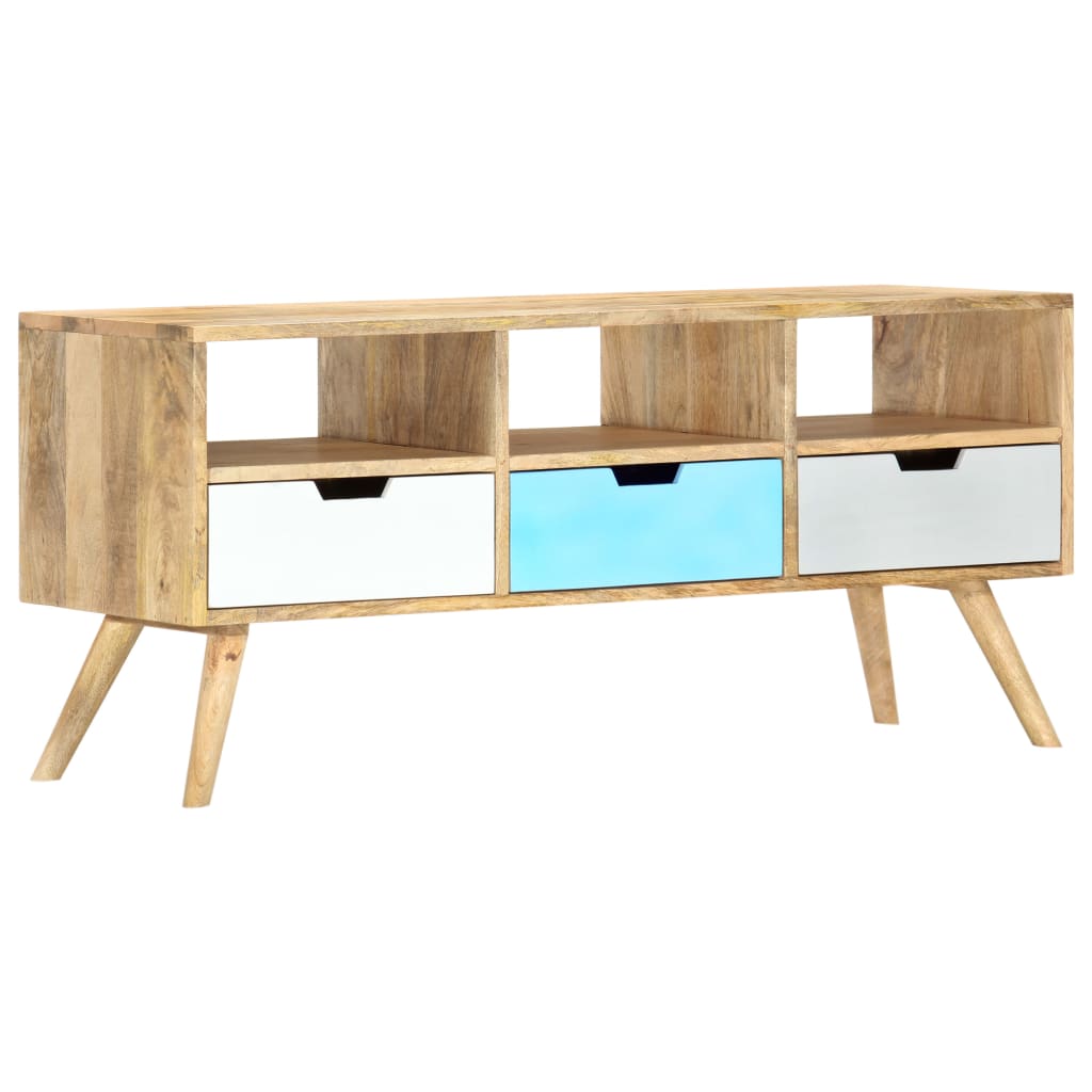 Mobile Porta TV 110x35x48 cm Legno Massello di Mango - homemem39