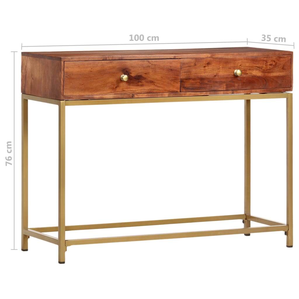 Tavolo Consolle 100x35x76 cm in Legno Massello d'Acacia - homemem39