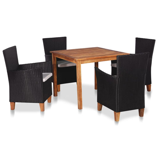 Set da Pranzo da Giardino 5 pz in Polyrattan Nero e Marrone - homemem39