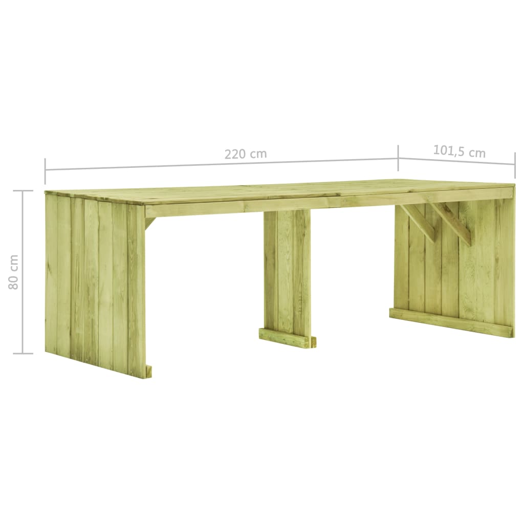 Tavolo da Giardino 220x101,5x80 cm Legno di Pino Impregnato - homemem39