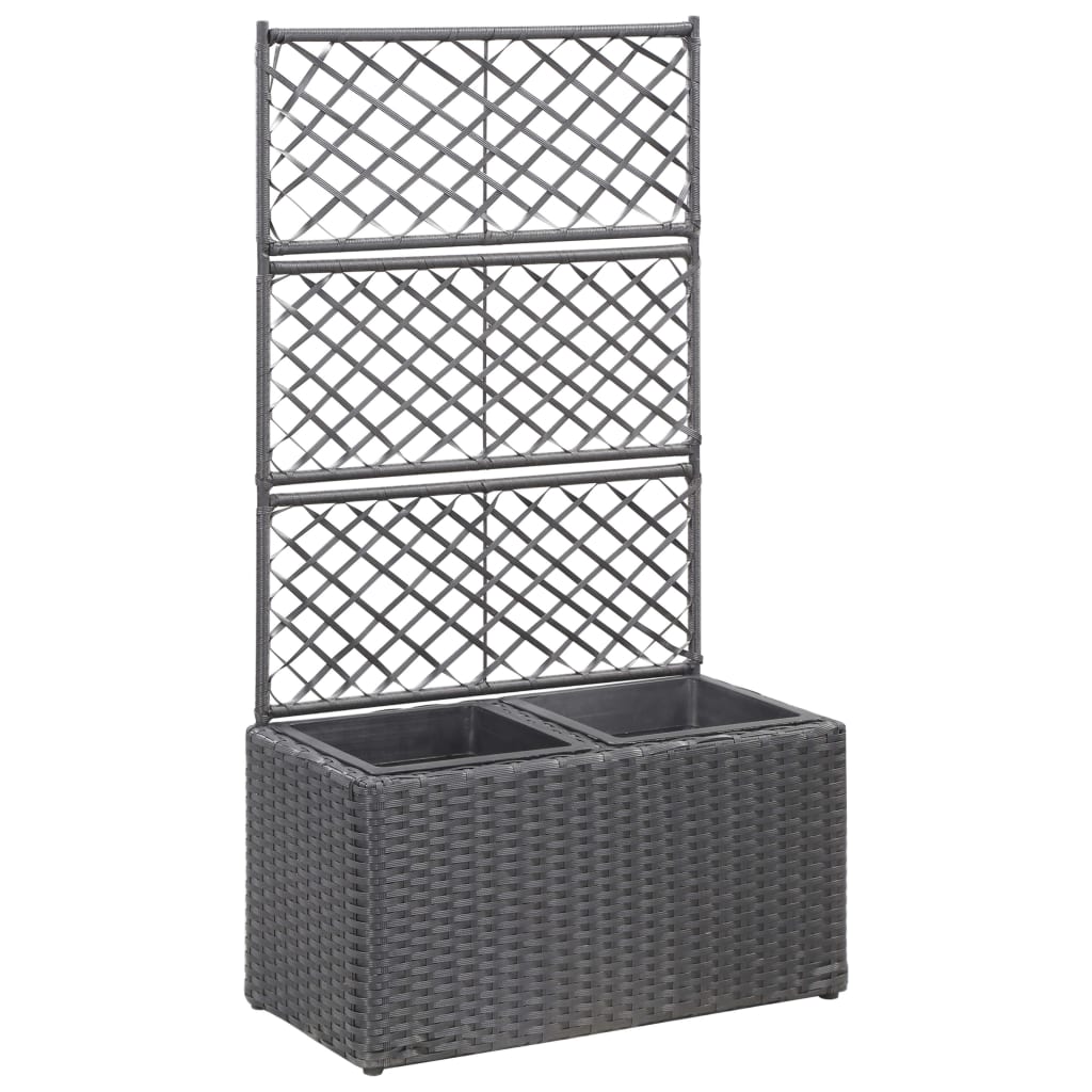 Letto Rialzato a Traliccio 2 Vasi 58x30x107 cm Polyrattan Nero - homemem39