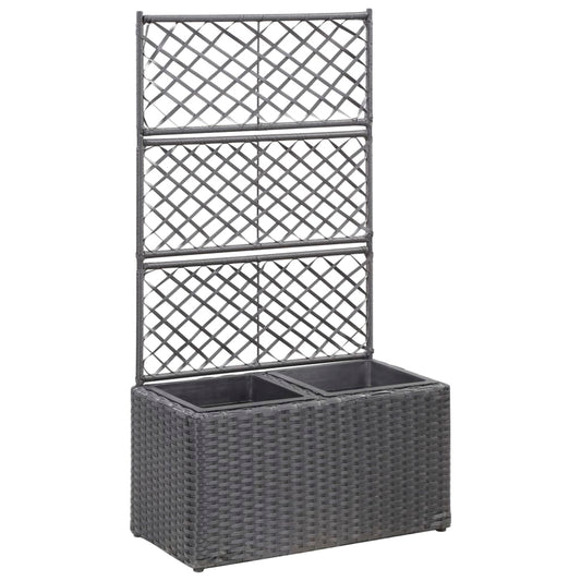 Letto Rialzato a Traliccio 2 Vasi 58x30x107 cm Polyrattan Nero - homemem39