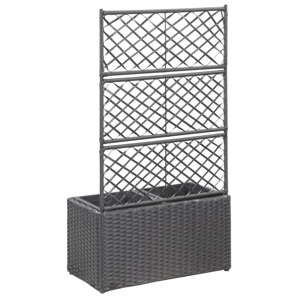 Letto Rialzato a Traliccio 2 Vasi 58x30x107 cm Polyrattan Nero - homemem39