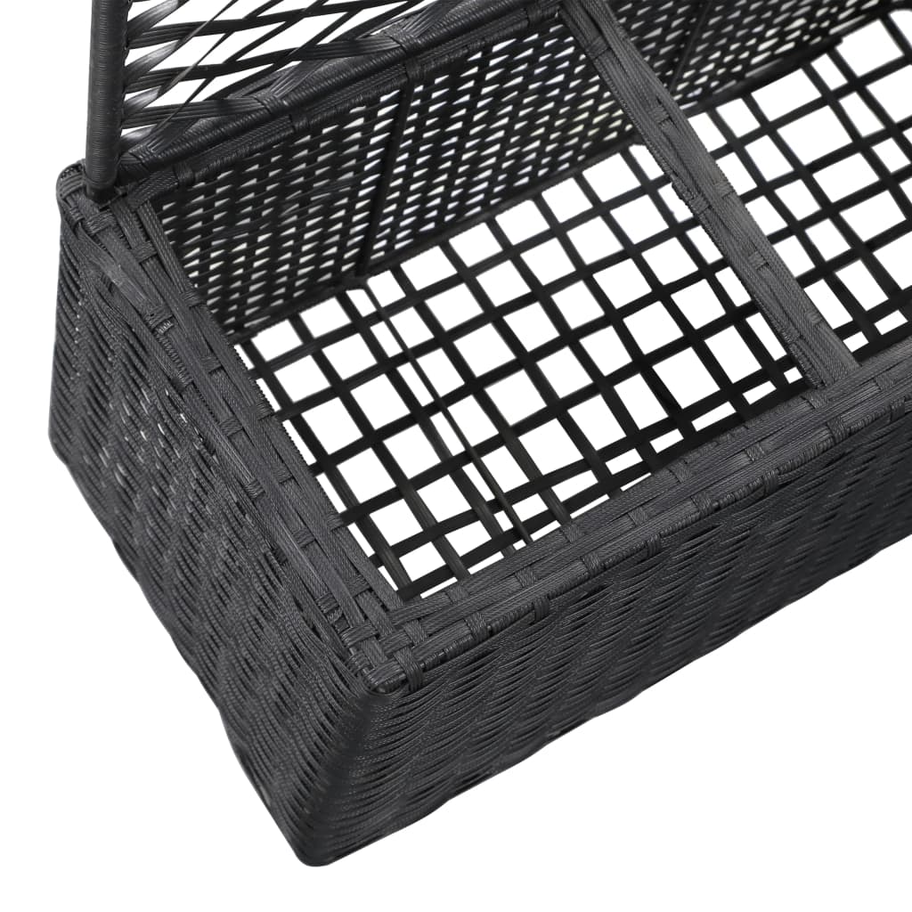 Letto Rialzato a Traliccio 3 Vasi 83x30x130 cm Polyrattan Nero - homemem39