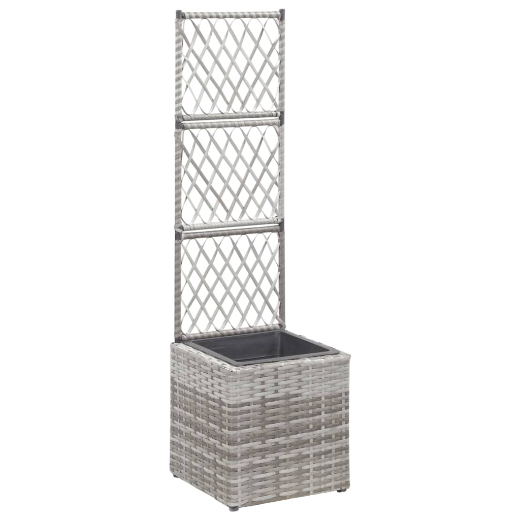 Letto Rialzato a Traliccio 1 Vaso 30x30x107cm Polyrattan Grigio - homemem39