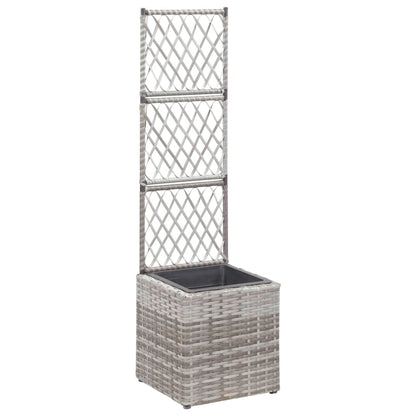 Letto Rialzato a Traliccio 1 Vaso 30x30x107cm Polyrattan Grigio - homemem39