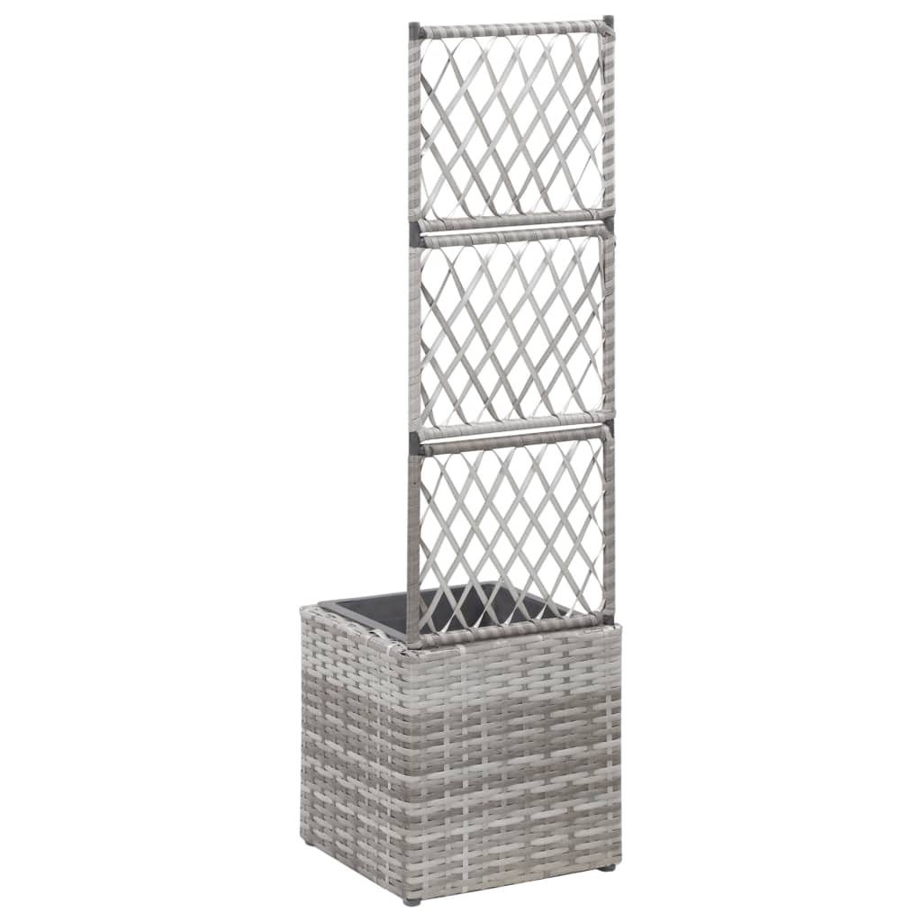 Letto Rialzato a Traliccio 1 Vaso 30x30x107cm Polyrattan Grigio - homemem39