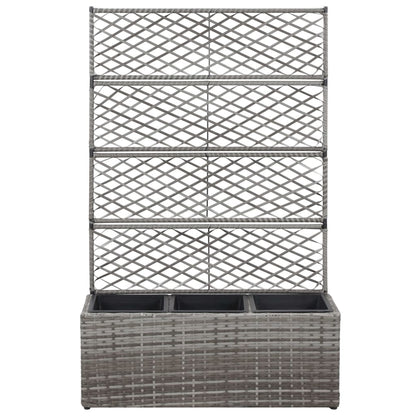 Letto Rialzato a Traliccio 3 Vasi 83x30x130cm Polyrattan Grigio - homemem39