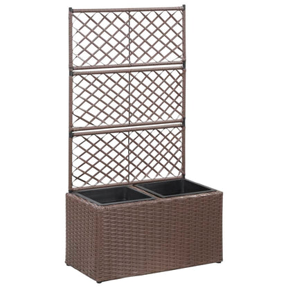 Letto Rialzato Traliccio 2 Vasi 58x30x107 cm Polyrattan Marrone - homemem39