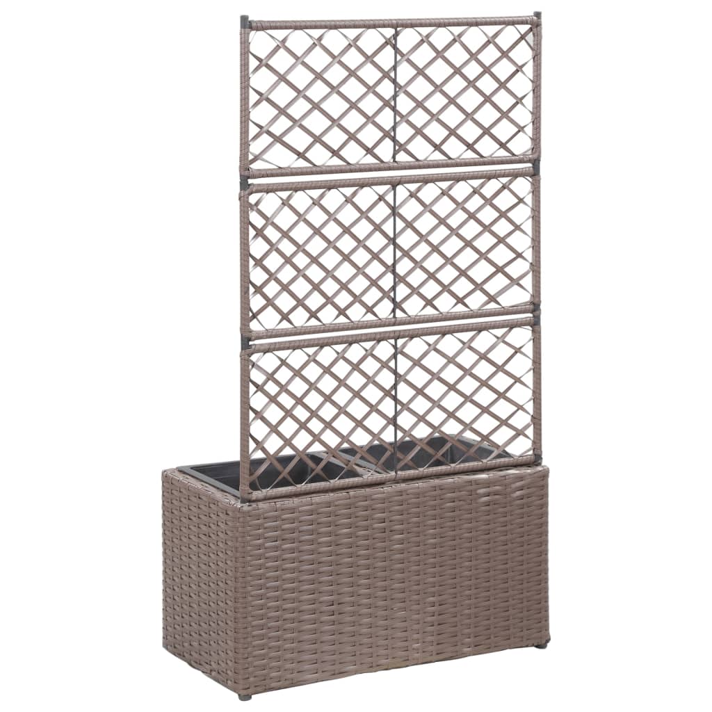 Letto Rialzato Traliccio 2 Vasi 58x30x107 cm Polyrattan Marrone - homemem39