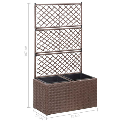 Letto Rialzato Traliccio 2 Vasi 58x30x107 cm Polyrattan Marrone - homemem39