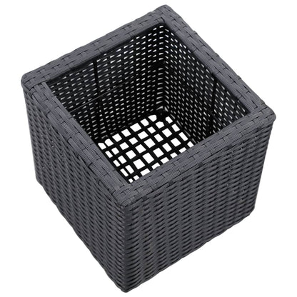 Letti Rialzati da Giardino 3 pz in Polyrattan Nero - homemem39