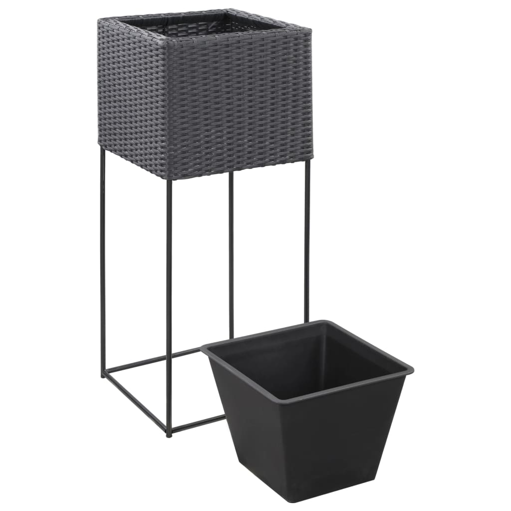 Letti Rialzati da Giardino 3 pz in Polyrattan Nero - homemem39