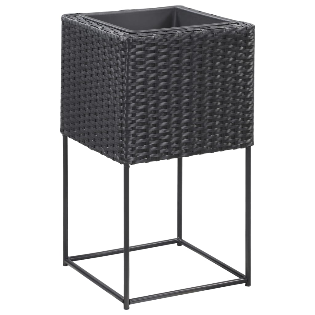 Letti Rialzati da Giardino 3 pz in Polyrattan Nero - homemem39