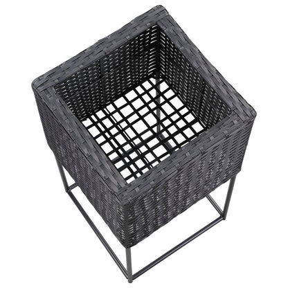 Letti Rialzati da Giardino 3 pz in Polyrattan Nero - homemem39