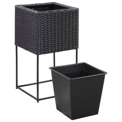 Letti Rialzati da Giardino 3 pz in Polyrattan Nero - homemem39