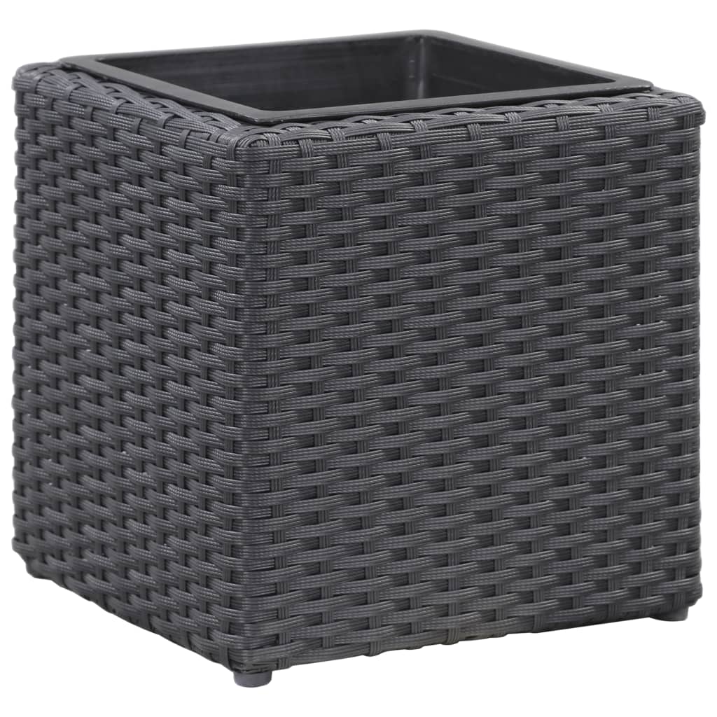 Letti Rialzati da Giardino 3 pz in Polyrattan Nero - homemem39