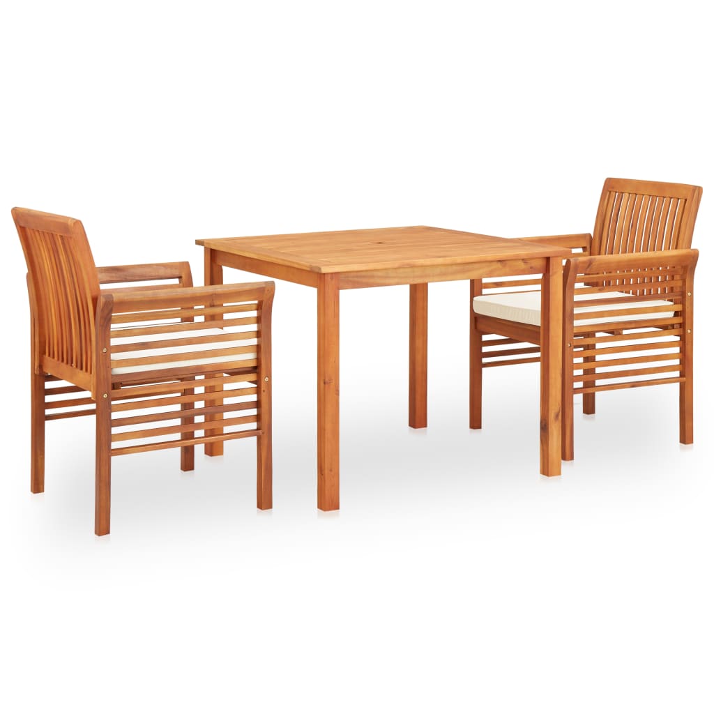 Set da Pranzo da Giardino 3 pz con Cuscini Massello di Acacia - homemem39