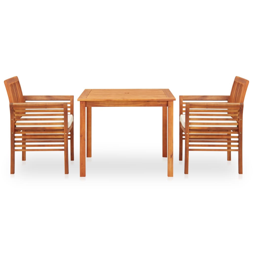 Set da Pranzo da Giardino 3 pz con Cuscini Massello di Acacia - homemem39