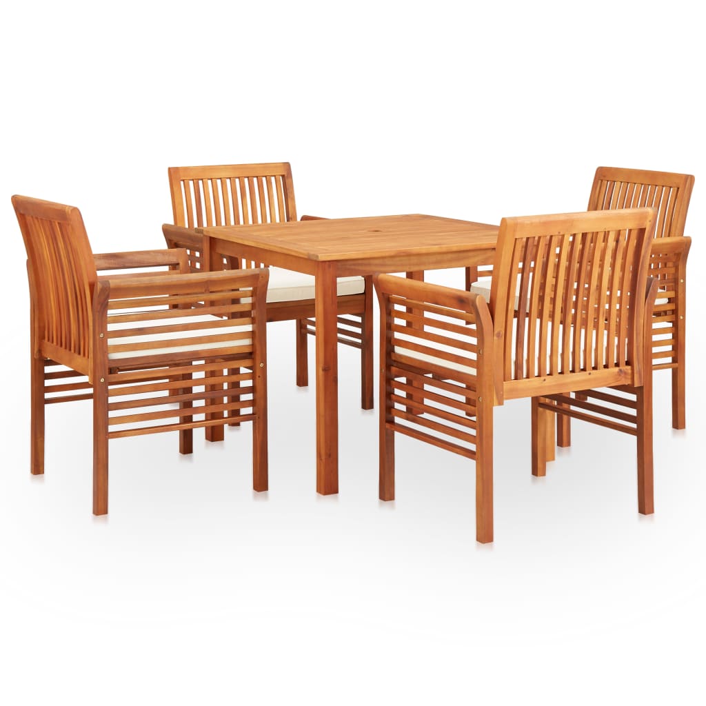 Set da Pranzo da Giardino 5 pz con Cuscini Massello di Acacia - homemem39