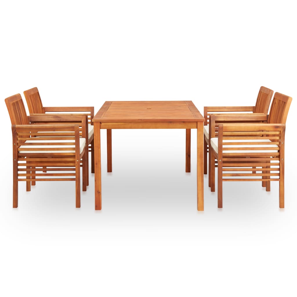 Set da Pranzo da Giardino 5 pz con Cuscini Massello di Acacia - homemem39