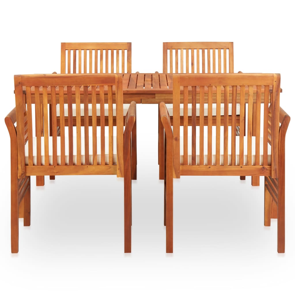 Set da Pranzo da Giardino 5 pz con Cuscini Massello di Acacia - homemem39