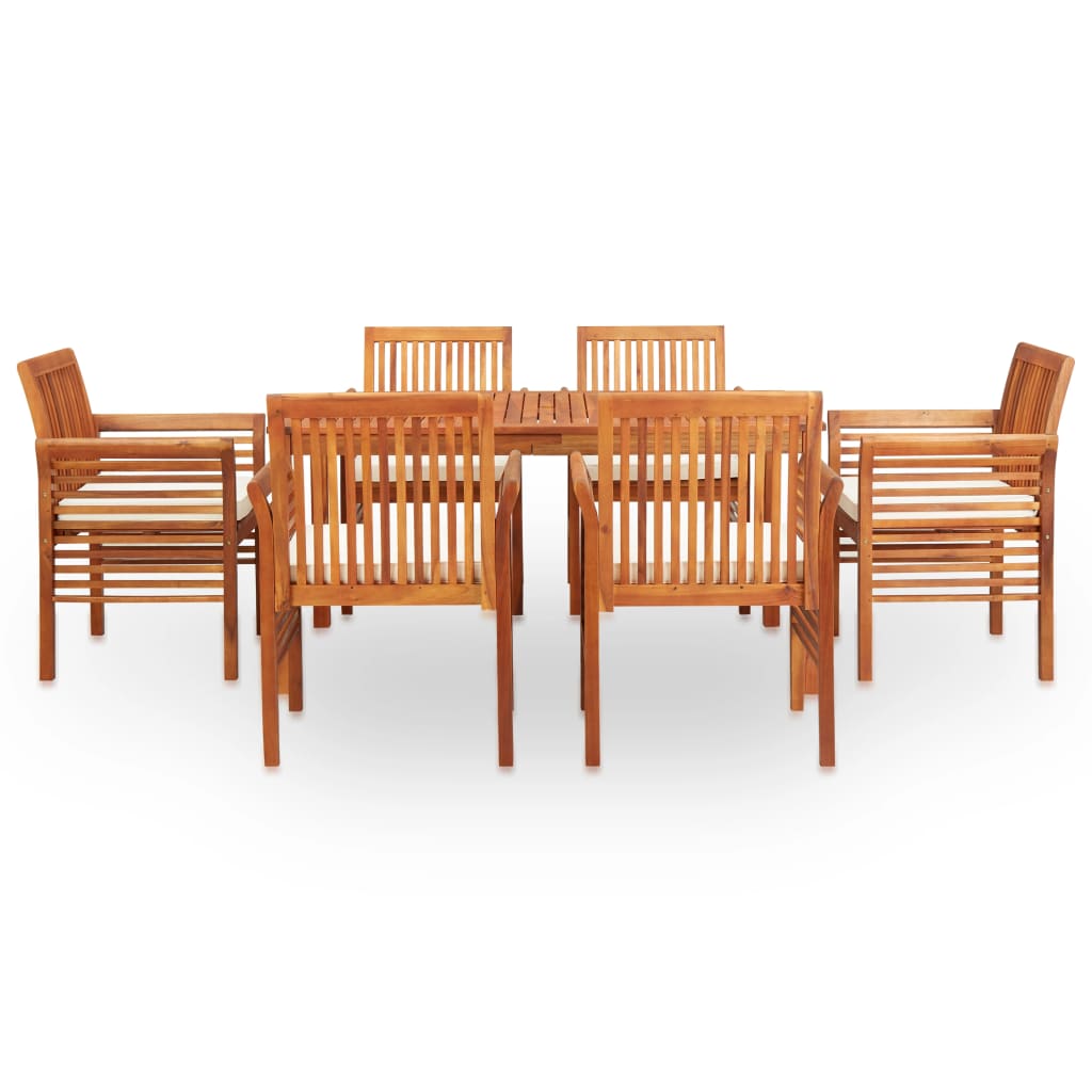 Set da Pranzo da Giardino 7 pz con Cuscini Massello di Acacia - homemem39